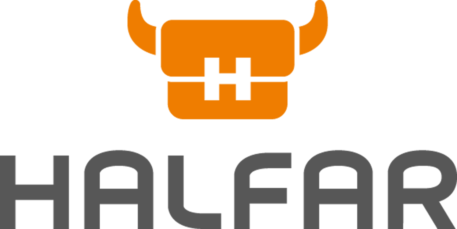 Orange Logo mit H und Hörnern, stilisiert als Schuhkartusche.