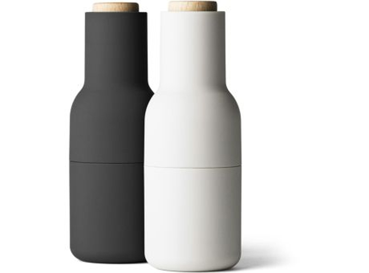 Menu Bottle Grinder Ash Carbon mit Holzrad 2er SET Salz- und Pfeffermühle