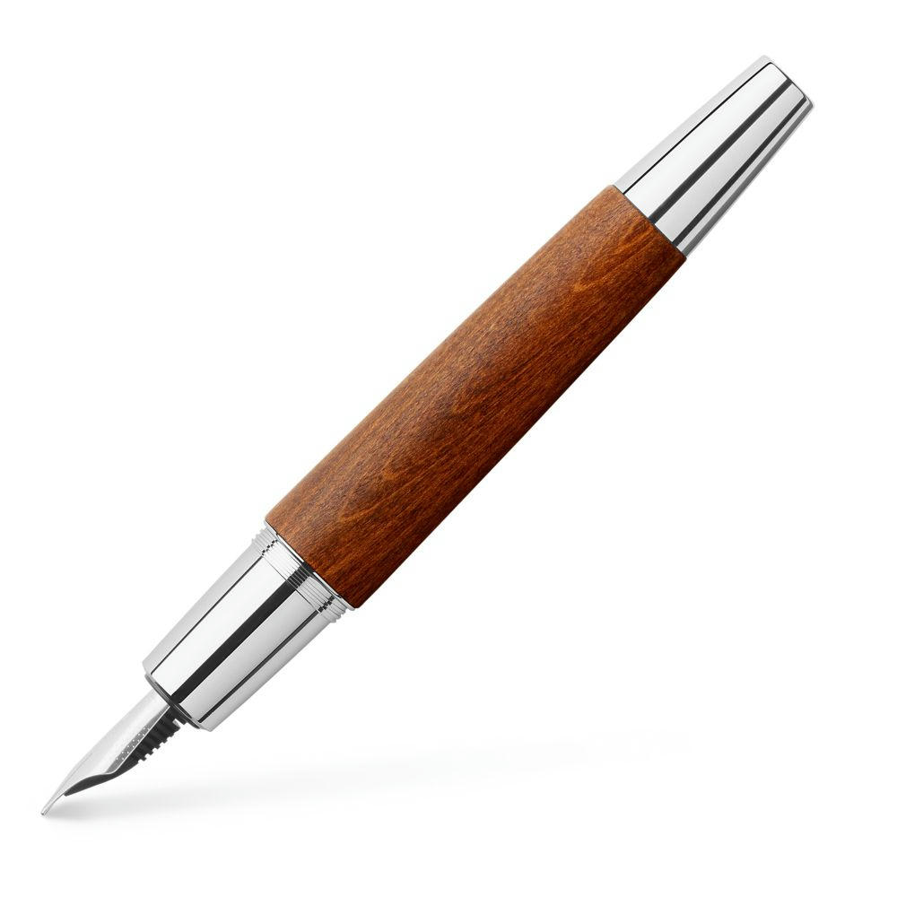 FABER-CASTELL Füllfederhalter "E-Motion Holz / Metall" Birnbaum braun